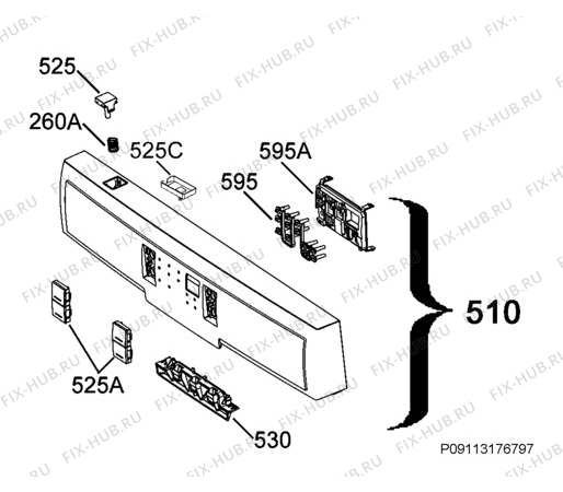 Взрыв-схема посудомоечной машины Electrolux ESF6512LOW - Схема узла Command panel 037